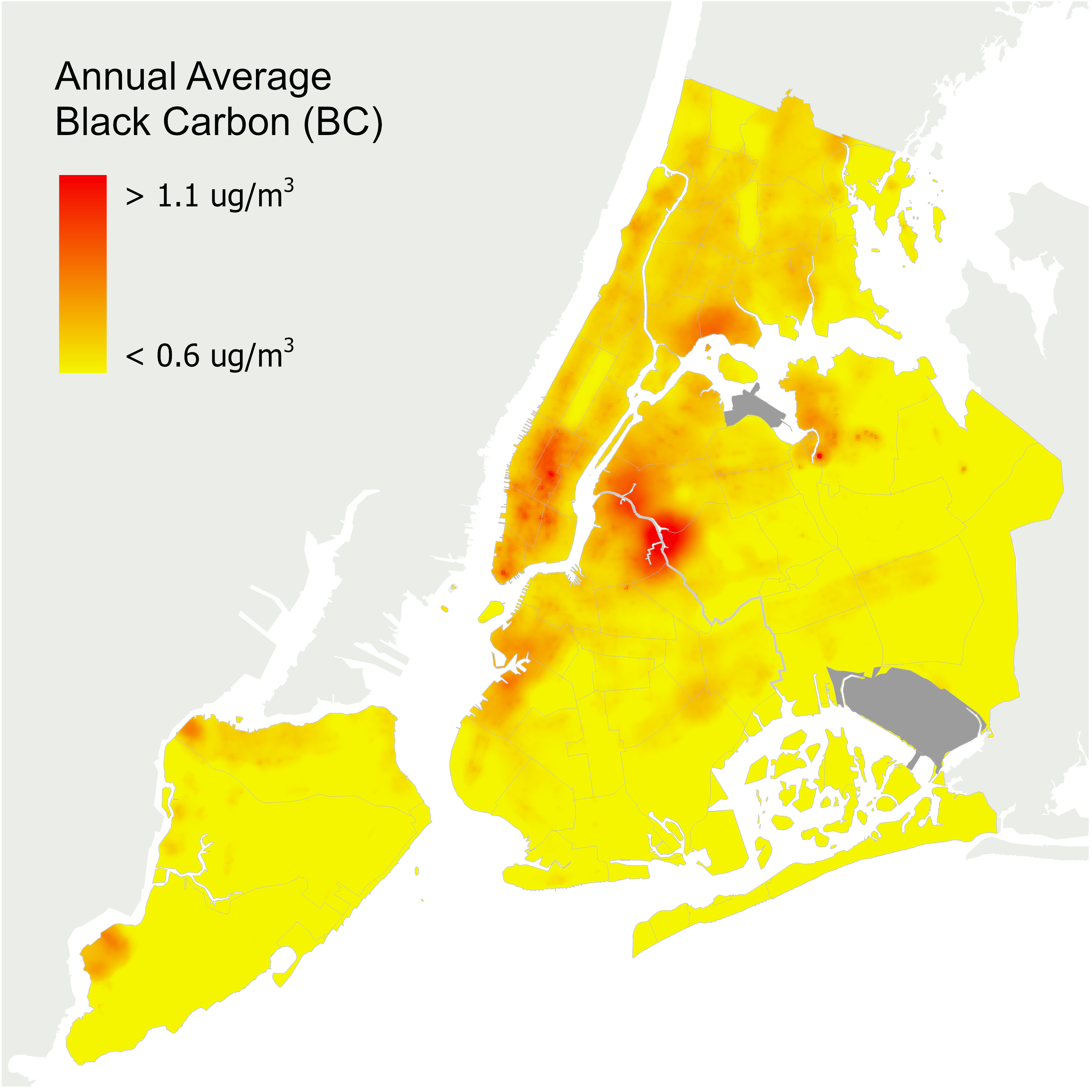 Map of BC levels across New York City neighborhoods