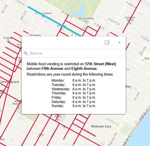 Example of a street restriction popup