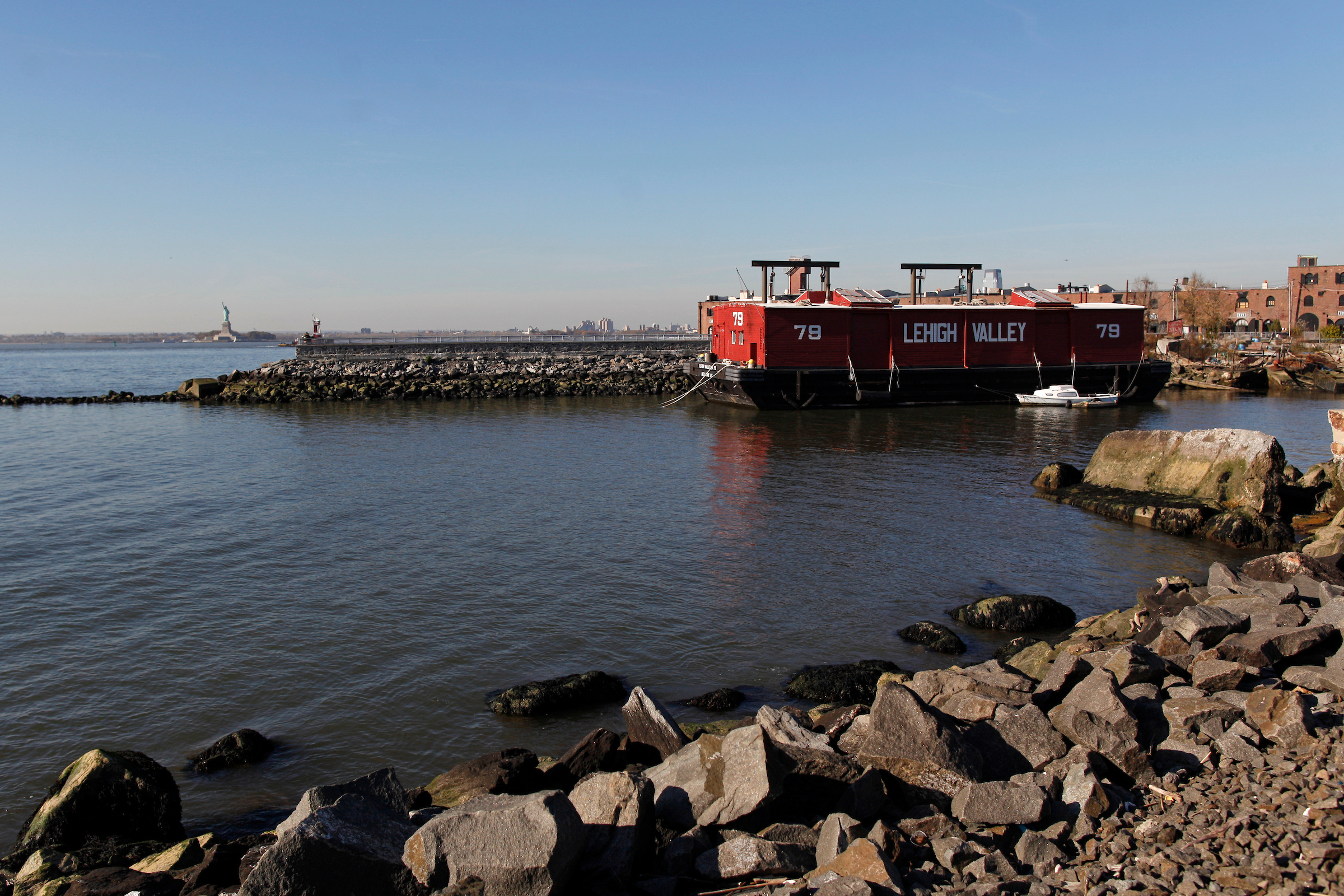 Redhook's waterfront and rocky shore